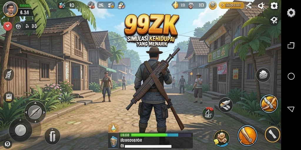Screenshot gameplay 99ZK yang menampilkan interaksi karakter.