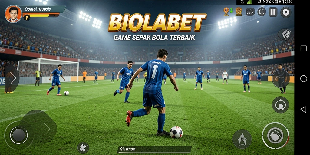 Tampilan gameplay seru dalam BIOLABET dengan aksi sepak bola yang mendebarkan.