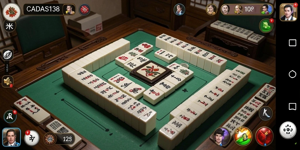 Screenshot gameplay CADAS138 yang menampilkan suasana pertandingan Mahjong yang seru.