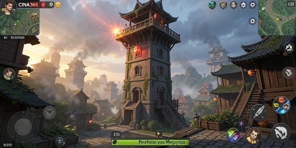 Tangkap layar menunjukkan aksi seru permainan Tower Defense.
