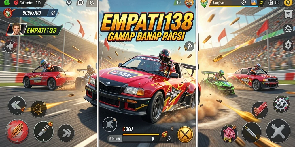 Screenshot gameplay EMPATI138 yang menunjukkan aksi balapan yang mendebarkan.