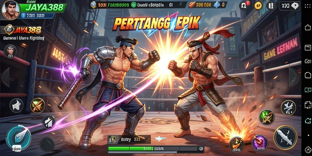 Screenshot gameplay JAYA388 menampilkan pertarungan berintensitas tinggi.