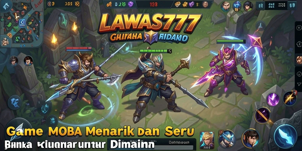 Screenshot gameplay LAWAS777 menampilkan pertarungan seru di arena MOBA.