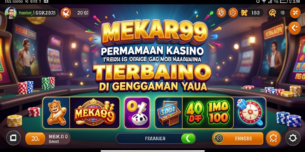 Screenshot gameplay MEKAR99 menampilkan suasana kasino yang menakjubkan.