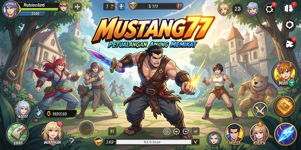 Screenshot dari gameplay MUSTANG77 menampilkan aksi karakter Anime.
