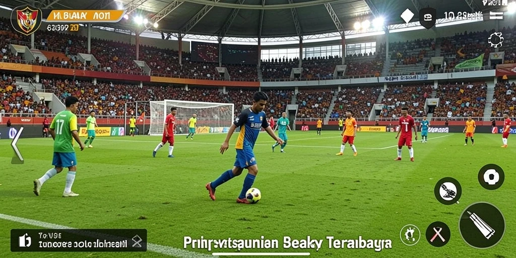 Tampilan gameplay yang mendebarkan dari V07 dalam pertandingan sepak bola.